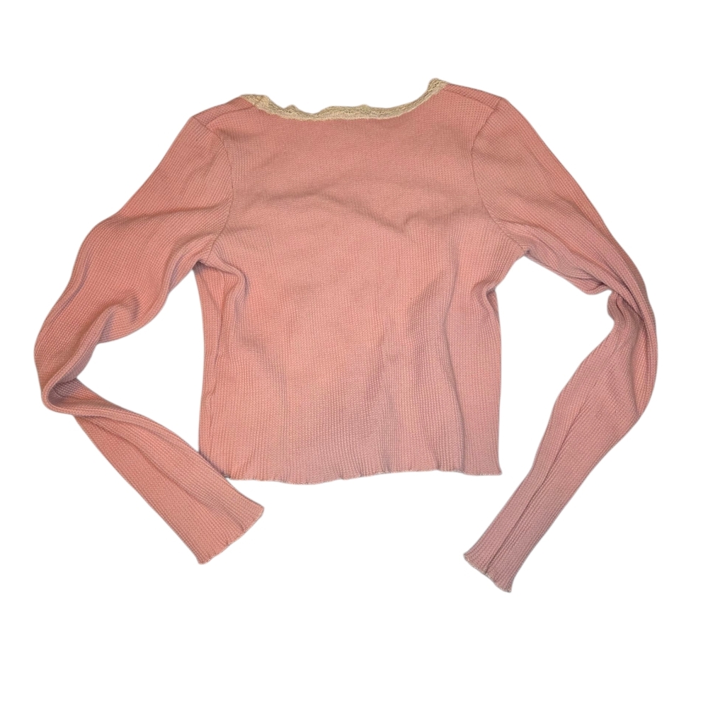 Delia's Waffle Knit Crew Lace Neck Tee Size S - Picture 4 of 6